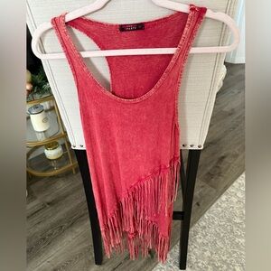 T Party Fashion Red Fringe Tank Top, M
